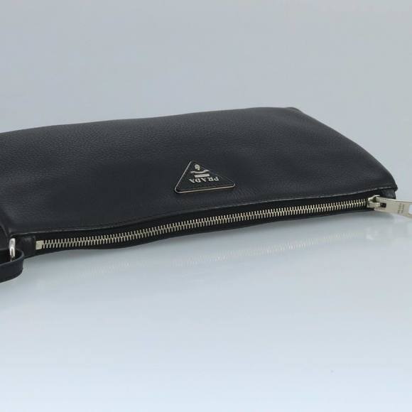 PRADA Clutch Bag Leather Black Auth ep7147 - Picture 5 of 16